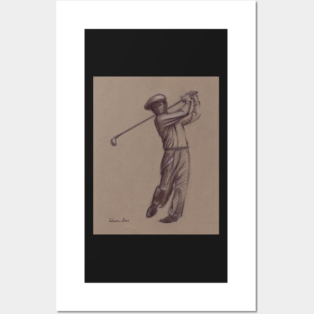 Ben Hogan - pencil drawing of the great golf master Wall Art by tranquilwaters